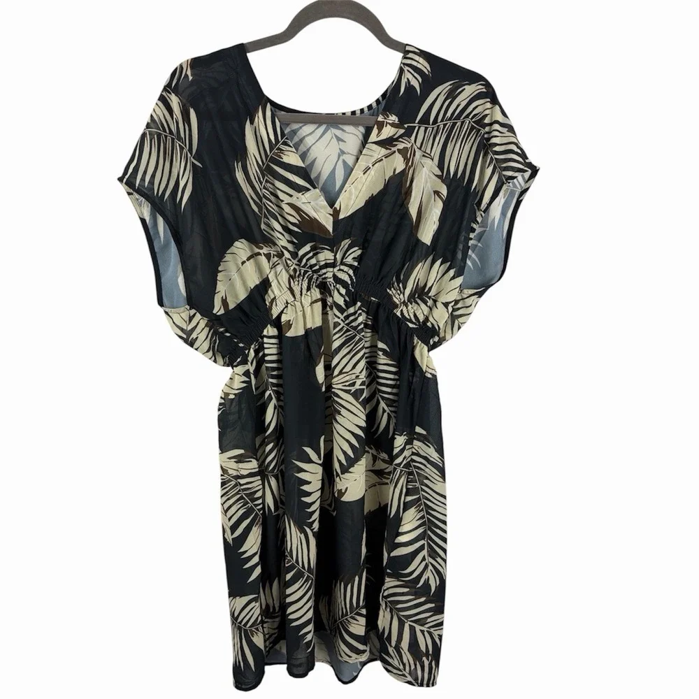 Cupshe Tropical Palm Cover Up Dress Medium NWT Leaf Beach Resort Swim Coverup
